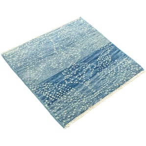 Wollteppich Designer Teppich handgeknüpft blau, morgenland, quadratisch, Höhe: 6 mm, handgeknüpft