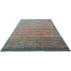 Wollteppich Designer Teppich handgeknüpft blau, morgenland, rechteckig, Höhe: 9 mm, handgeknüpft