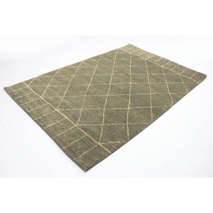 Wollteppich Designer Teppich handgeknüpft grün, morgenland, rechteckig, Höhe: 18 mm, handgeknüpft