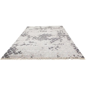 Wollteppich Designer Teppich handgeknüpft silber, morgenland, rechteckig, Höhe: 8 mm, handgeknüpft
