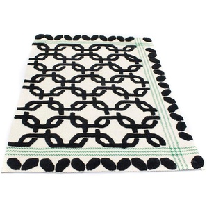 Wollteppich Designer Teppich handgetuftet beige, morgenland, rechteckig, Höhe: 15 mm, Kurzflor