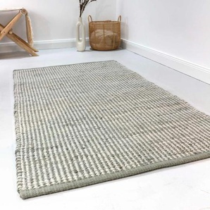 Wollteppich ESPRIT Gobi Teppiche Gr. B/L: 130 cm x 190 cm, 10 mm, 1 St., grau Schurwollteppiche nachhaltiger Naturfaserteppich aus Jute und Wolle, handgewebt