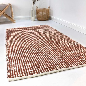 Wollteppich ESPRIT Gobi Teppiche Gr. B/L: 160 cm x 230 cm, 10 mm, 1 St., rot (rotbraun) Schurwollteppiche nachhaltiger Naturfaserteppich aus Jute und Wolle, handgewebt
