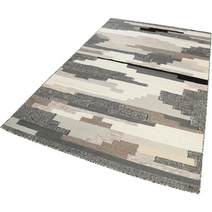 Wollteppich ESPRIT Natham Kelim Teppiche Gr. B/L: 130 cm x 190 cm, 8 mm, 1 St., grau (grau, taupe) Designer-Teppich Flachgewebeteppich Handwebteppich Kelimteppich Kurzflorteppich Schurwollteppich Teppich Webteppich Kelim-Teppiche Teppiche reine Wolle,