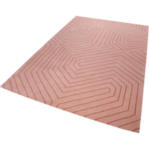 Wollteppich ESPRIT Raban Teppiche Gr. B/L: 70 cm x 140 cm, 10 mm, 1 St., rosa (rosé) Schurwollteppiche