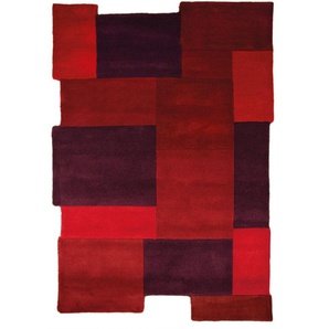 Wollteppich FLAIR RUGS Abstract Collage Teppiche Gr. B/L: 150 cm x 240 cm, 11 mm, 1 St., rot Schurwollteppiche