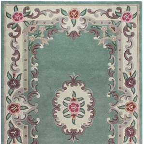 Wollteppich FLAIR RUGS Aubusson Teppiche Gr. B/L: 120 cm x 180 cm, 10 mm, 1 St., grün Esszimmerteppiche