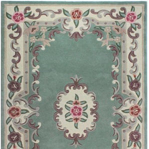 Wollteppich FLAIR RUGS Aubusson Teppiche Gr. B/L: 150 cm x 240 cm, 10 mm, 1 St., grün Esszimmerteppiche