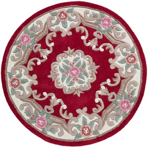 Wollteppich FLAIR RUGS Aubusson Teppiche Gr. Ø 120 cm, 10 mm, 1 St., rot Esszimmerteppiche