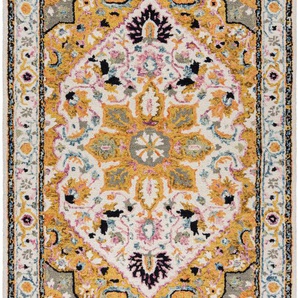 Wollteppich FLAIR RUGS Dhalia Teppiche Gr. B/L: 160 cm x 230 cm, 10 mm, 1 St., gelb Orientalische Muster