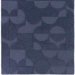 Wollteppich FLAIR RUGS Gigi Teppiche Gr. B/L: 200 cm x 290 cm, 8 mm, 1 St., blau Schurwollteppiche aus 100% Wolle, geometrisches Design, fußbodenheizungsgeeignet