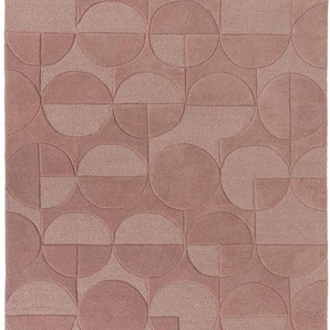 Wollteppich FLAIR RUGS Gigi Teppiche Gr. B/L: 200 cm x 290 cm, 8 mm, 1 St., rosa Esszimmerteppiche aus 100% Wolle, geometrisches Design, fußbodenheizungsgeeignet