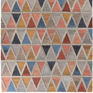 Wollteppich FLAIR RUGS Moretz Teppiche Gr. B/L: 120 cm x 170 cm, 10 mm, 1 St., bunt (multi) Esszimmerteppiche 100% Wolle, geometrisches Muster, mehrfarbig, fußbodenheizungsgeeignet