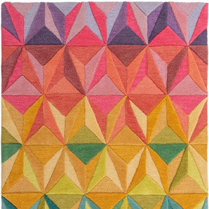Wollteppich FLAIR RUGS Reverie Teppiche Gr. B/L: 120 cm x 170 cm, 10 mm, 1 St., bunt (multi) Esszimmerteppiche aus Naturfaser, 100% Wolle, mehrfarbig, geometrisches Muster