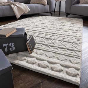 Wollteppich Hägga Beige/Creme 130 x 190cm Webstoff