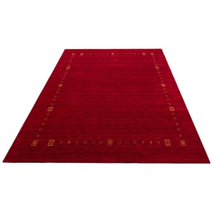 Wollteppich HOME AFFAIRE Felia Teppiche Gr. B/L: 200 cm x 300 cm, 12 mm, 1 St., rot Esszimmerteppiche reine Wolle, handgewebt, mit Bordüre