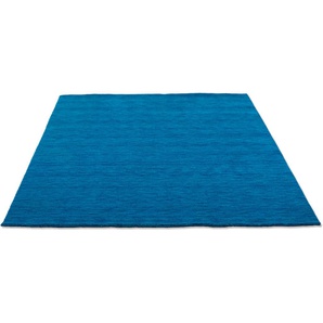 Wollteppich HOME AFFAIRE Karchau Teppiche Gr. B/L: 70 cm x 140 cm, 13 mm, 1 St., blau Esszimmerteppiche Handweb Teppich, meliert, reine Wolle, handgewebt, brilliante Farben