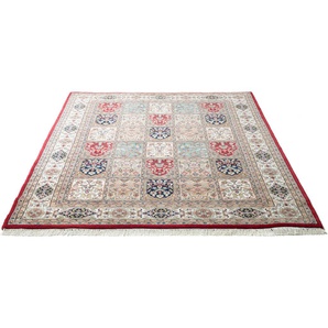Wollteppich HOME AFFAIRE Miray Teppiche Gr. B/L: 60 cm x 90 cm, 12 mm, 1 St., rot Fransenteppich Orientalische Muster reine Wolle, handgeknüpft, mit Fransen