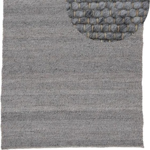 Wollteppich HOME AFFAIRE Passau Handwebteppich Teppiche Gr. B/L: 80 cm x 150 cm, 10 mm, 1 St., grau Juteteppiche Naturfaser, Wolle, handgewebter Wendeteppich, Schlafzimmer, Wohnzimmer