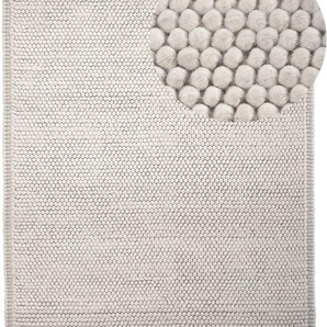 Wollteppich HOME AFFAIRE Seebu Loop Teppiche Gr. B/L: 160 cm x 230 cm, 10 mm, 1 St., weiß Schurwollteppiche reine Schurwolle, Kurzflor, grobe Struktur