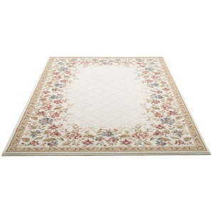 Wollteppich HOME AFFAIRE Walchen Teppiche Gr. B/L: 133 cm x 133 cm, 10 mm, 1 St., beige Orientalische Muster reine Wolle, Blumen Design, Wohnzimmer