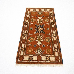 Wollteppich Kazak Teppich handgeknüpft braun, morgenland, rechteckig, Höhe: 8 mm