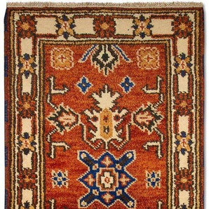 Wollteppich Kazak Teppich handgeknüpft orange, morgenland, rechteckig, Höhe: 8 mm