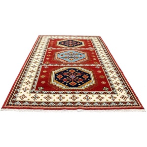 Wollteppich Kazak Teppich handgeknüpft rot, morgenland, rechteckig, Höhe: 18 mm
