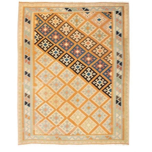 Wollteppich Kelim Fars Nomadisch Marrone chiaro 195 x 156 cm, morgenland, rechteckig, Höhe: 4 mm, OrientOptik