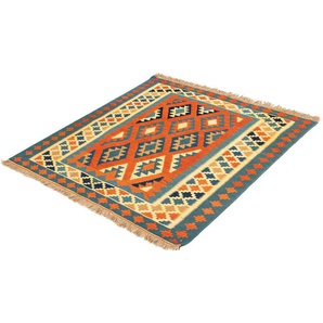 Wollteppich Kelim - Oriental quadratisch - 103 x 103 cm - rost, morgenland, quadratisch, Höhe: 6 mm, Wohnzimmer, Einzelstück