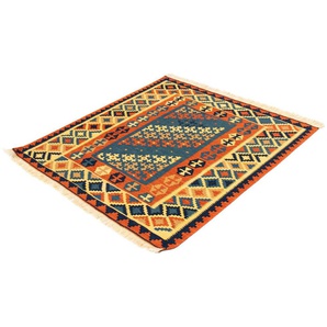 Wollteppich Kelim - Oriental quadratisch - 105 x 100 cm - mehrfarbig, morgenland, quadratisch, Höhe: 6 mm, Wohnzimmer, Einzelstück