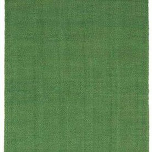 Wollteppich Kelim Teppich handgewebt grün, morgenland, rechteckig, Höhe: 6 mm, Kurzflor