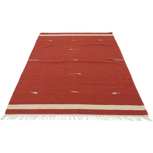 Wollteppich Kelim Teppich handgewebt rost, morgenland, rechteckig, Höhe: 6 mm, Kurzflor