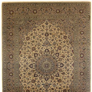 Wollteppich Keshan Medaillon Marrone chiaro 347 x 244 cm, morgenland, rechteckig, Höhe: 10 mm, Unikat mit Zertifikat