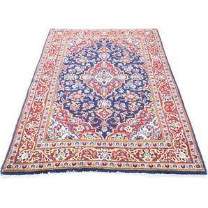 Wollteppich Keshan Teppich handgeknüpft blau, morgenland, rechteckig, Höhe: 10 mm