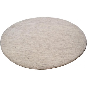Wollteppich LEONIQUE Punam Teppiche Gr. Ø 250 cm, 28 mm, 1 St., beige (sand) Berber-Teppiche echter Berber aus Marokko, einfarbig, reine Wolle, handgeknüpft