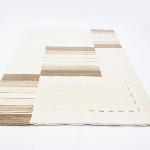 Wollteppich Loribaft Teppich handgewebt beige, morgenland, rechteckig, Höhe: 15 mm, Kurzflor