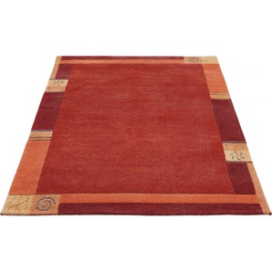 Wollteppich LUXOR LIVING India Teppiche Gr. B/L: 80 cm x 300 cm, 20 mm, 1 St., rot Designer-Teppich Knüpfteppich Schurwollteppich Teppich Schurwollteppiche Teppiche