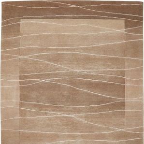 Wollteppich LUXOR LIVING Lineo Teppiche Gr. B/L: 120 cm x 180 cm, 14 mm, 1 St., beige (sand) Schurwollteppiche Nepalteppich, reine Wolle, handgeknüpft, mit Bordüre
