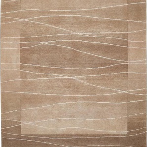 Wollteppich LUXOR LIVING Lineo Teppiche Gr. B/L: 200 cm x 300 cm, 14 mm, 1 St., beige (sand) Esszimmerteppiche Nepalteppich, reine Wolle, handgeknüpft, mit Bordüre