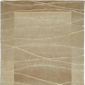 Wollteppich LUXOR LIVING Lineo Teppiche Gr. B/L: 250 cm x 300 cm, 14 mm, 1 St., beige Esszimmerteppiche Nepalteppich, reine Wolle, handgeknüpft, mit Bordüre