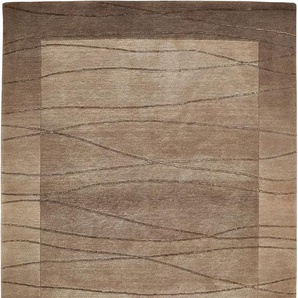 Wollteppich LUXOR LIVING Lineo Teppiche Gr. B/L: 250 cm x 300 cm, 14 mm, 1 St., braun (hellbraun) Schurwollteppiche Nepalteppich, reine Wolle, handgeknüpft, mit Bordüre