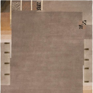 Wollteppich LUXOR LIVING Patana Spezial Teppiche Gr. B/L: 90 cm x 160 cm, 12 mm, 1 St., lila (mauve) Schurwollteppiche Nepalteppich, reine Wolle, handgeknüpft, mit Bordüre