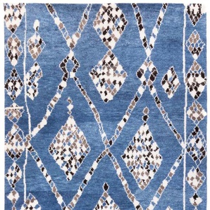 Wollteppich MORGENLAND Berber Teppich - Meral rechteckig Teppiche Gr. B/L: 140 cm x 200 cm, 25 mm, 2,8 m², 1 St., blau Esszimmerteppiche handgeknüpft