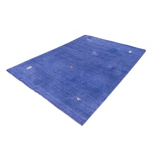 Wollteppich MORGENLAND Gabbeh Agra Teppiche Gr. B/L: 200 cm x 250 cm, 14 mm, 5 m², 1 St., blau (dunkelblau) Schurwollteppiche handgewebt, reine Wolle, Wohnzimmer, Schlafzimmer