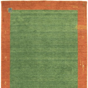 Wollteppich MORGENLAND GABBEH BAROSSA Teppiche Gr. B/L: 170 cm x 240 cm, 18 mm, 1 St., grün Gabbehteppich Gabbeh-Teppiche Teppiche reine Schurwolle Bordüre, Wohnzimmer