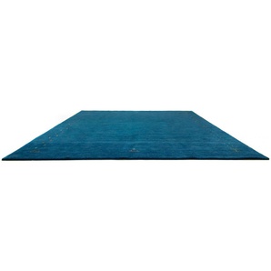 Wollteppich MORGENLAND GABBEH FEIN FENTH Teppiche Gr. B/L: 170 cm x 240 cm, 18 mm, 1 St., blau Gabbeh-Teppiche reine Schurwolle bunte Bordüre, Wohnzimmer