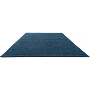 Wollteppich MORGENLAND GABBEH FEIN UNI Teppiche Gr. B/L: 140 cm x 200 cm, 18 mm, 1 St., blau Gabbeh-Teppiche reine Schurwolle, uni, Wohnzimmer