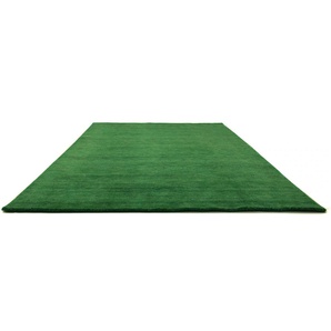 Wollteppich MORGENLAND GABBEH FEIN UNI Teppiche Gr. B/L: 140 cm x 200 cm, 18 mm, 1 St., grün (dunkelgrün) Gabbeh-Teppiche reine Schurwolle, uni, Wohnzimmer