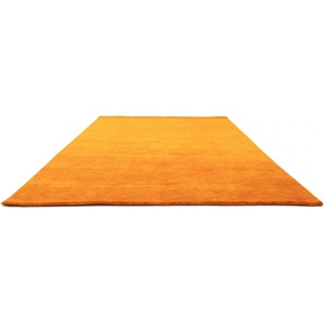 Wollteppich MORGENLAND GABBEH FEIN UNI Teppiche Gr. B/L: 140 cm x 200 cm, 18 mm, 1 St., orange Gabbeh-Teppiche reine Schurwolle, uni, Wohnzimmer